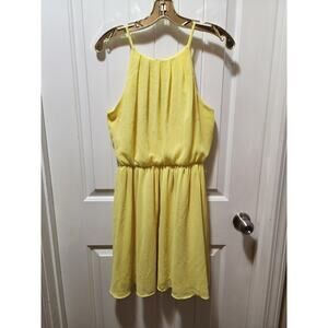 BCX Yellow Dress Women's M Halter Elastic Waist Lined Spring Summer